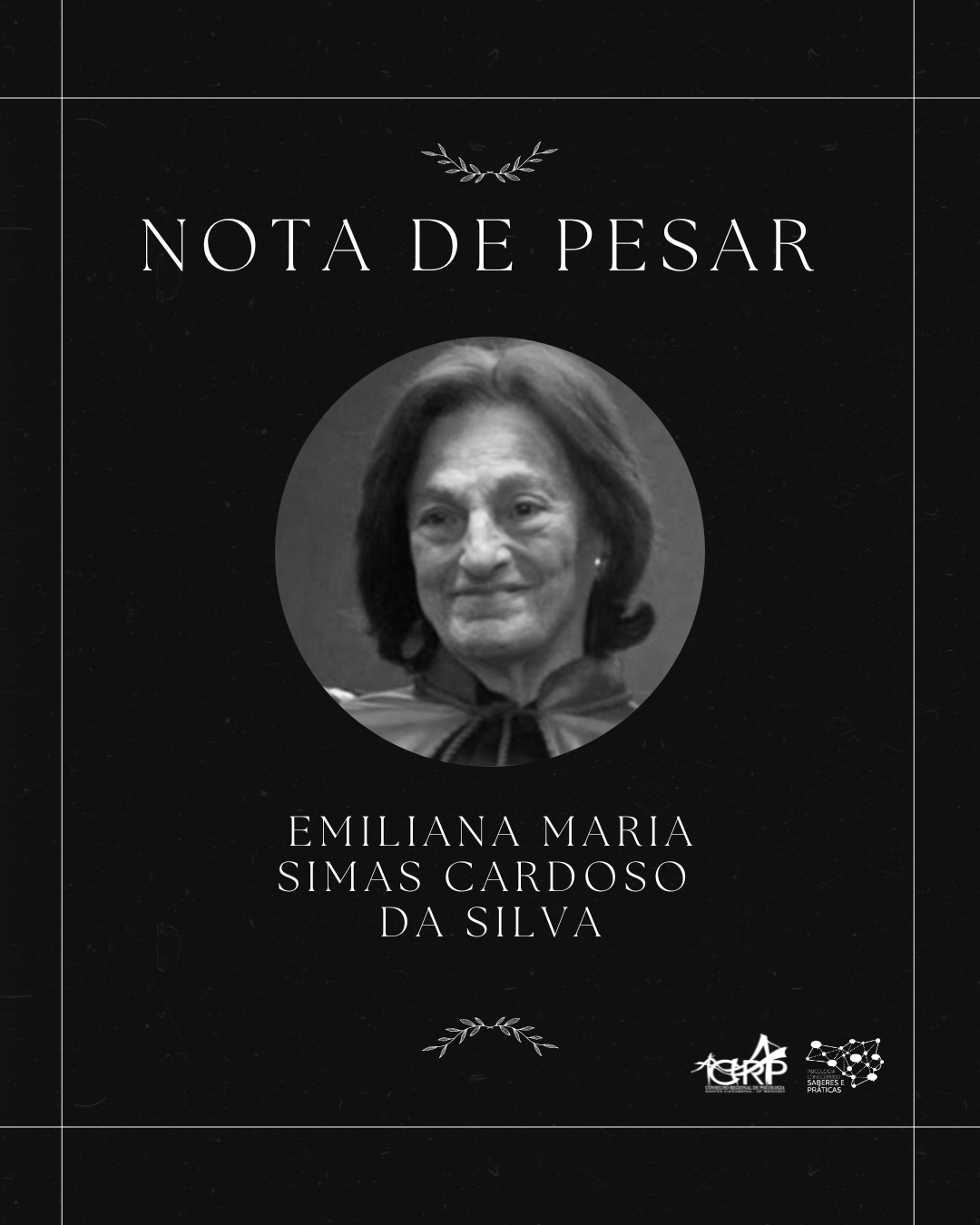 Nota de Pesar Emiliana Maria Simas Cardoso da Silva