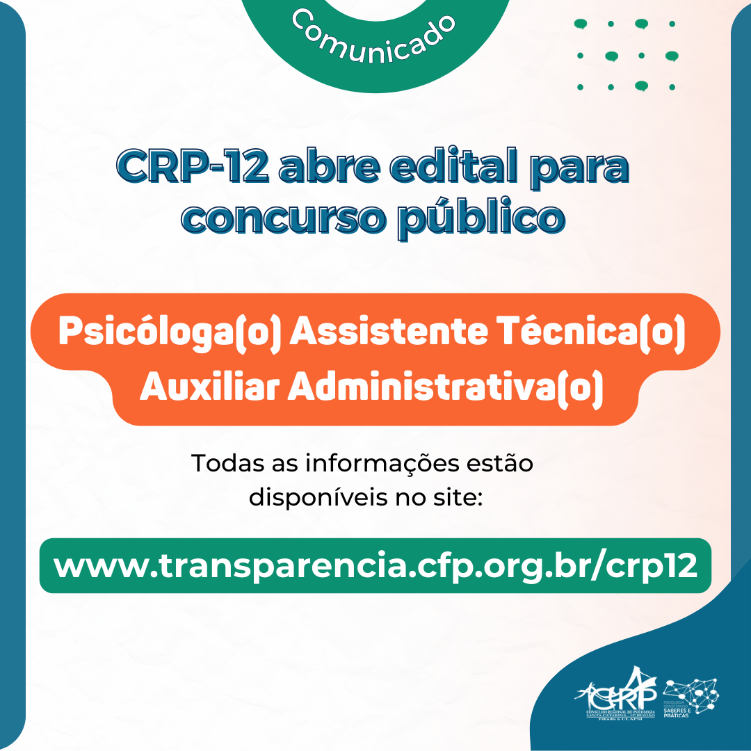 CRP-12 abre edital para concurso público