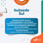 Recesso de fim de ano: saiba como será o funcionamento da Sede e Subsedes do CRP-12