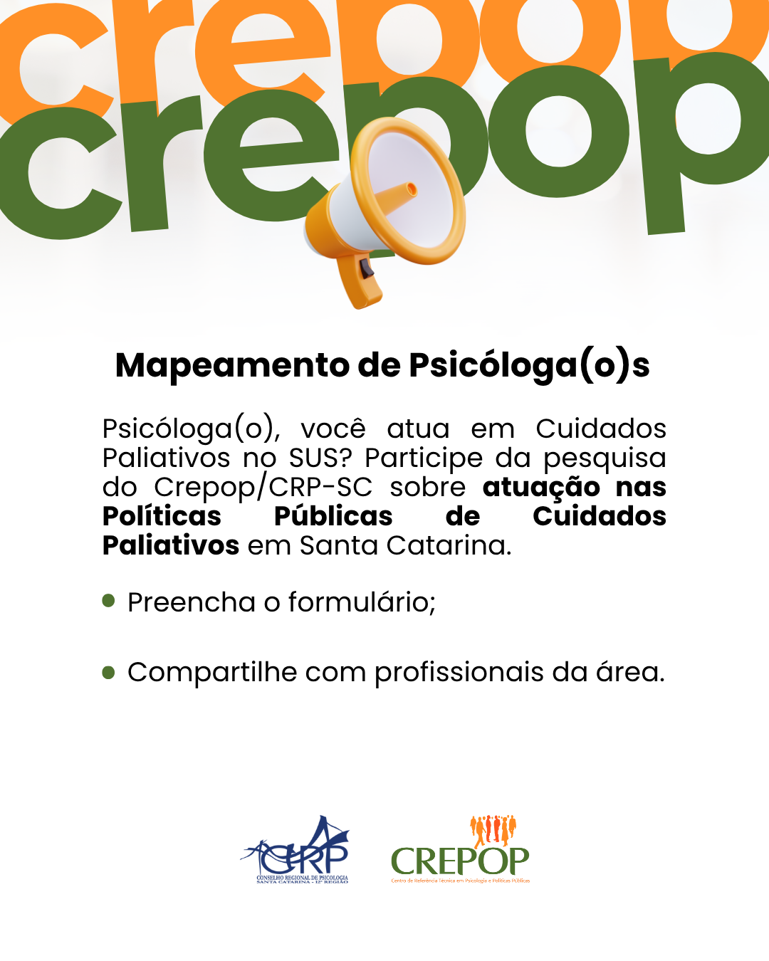 CREPOP inicia levantamento sobre profissionais e serviços de Cuidados Paliativos em Santa Catarina