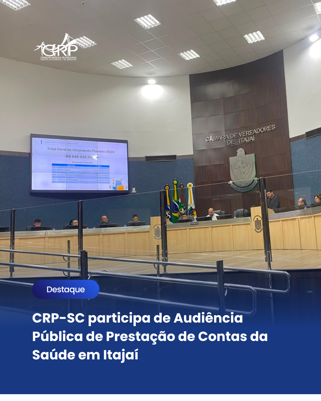 CRP-SC participa de Audiência Pública de Prestação de Contas da Saúde em Itajaí