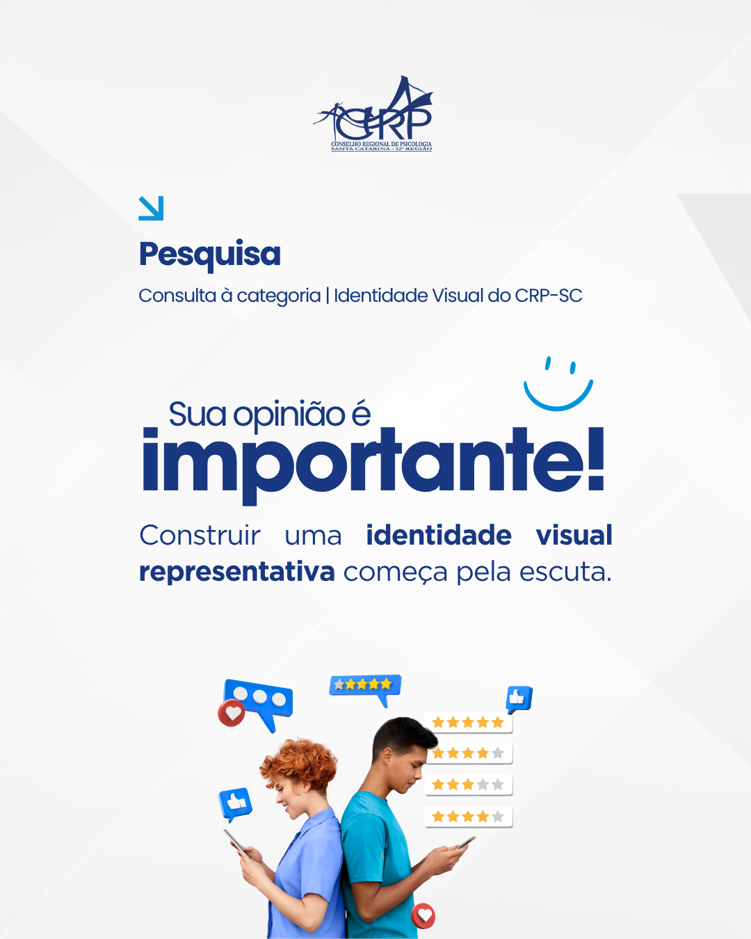 CRP-SC convida psicólogas(os) a contribuir com pesquisa sobre sua identidade visual
