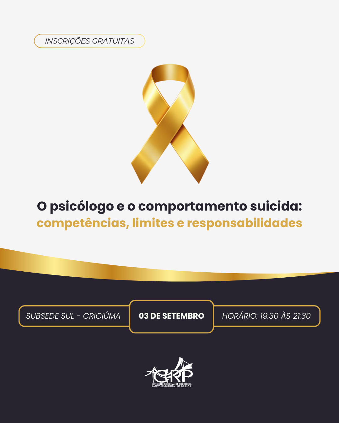 Criciúma recebe encontro sobre Psicologia e prevenção do suicídio