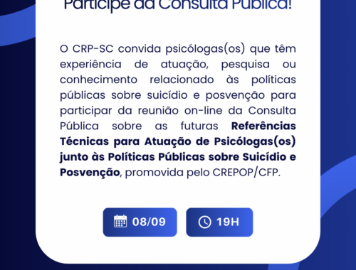 Convite para participação em Consulta Pública sobre Suicídio e Posvenção