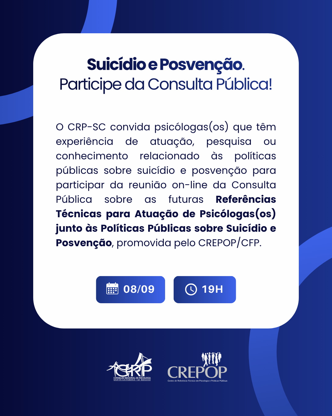 Convite para participação em Consulta Pública sobre Suicídio e Posvenção