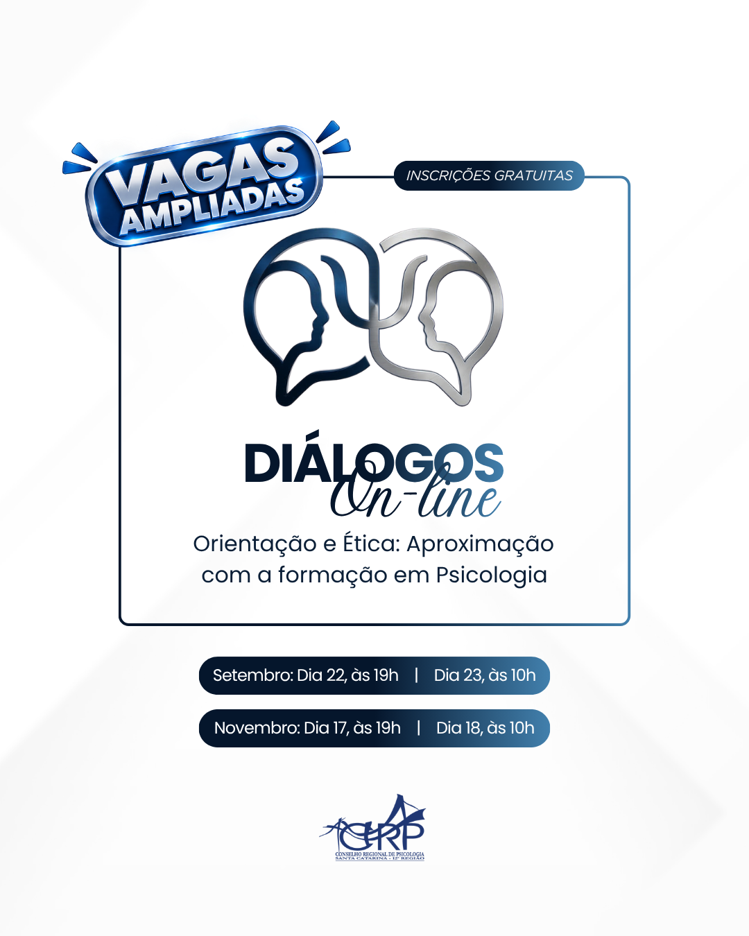CRP-SC amplia vagas para os “Diálogos On-line de Orientação e Ética”